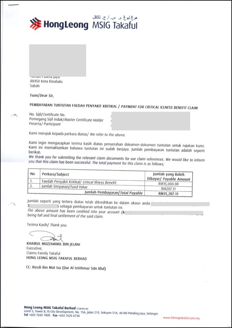 Rekod Bayaran Tuntutan Takaful 7