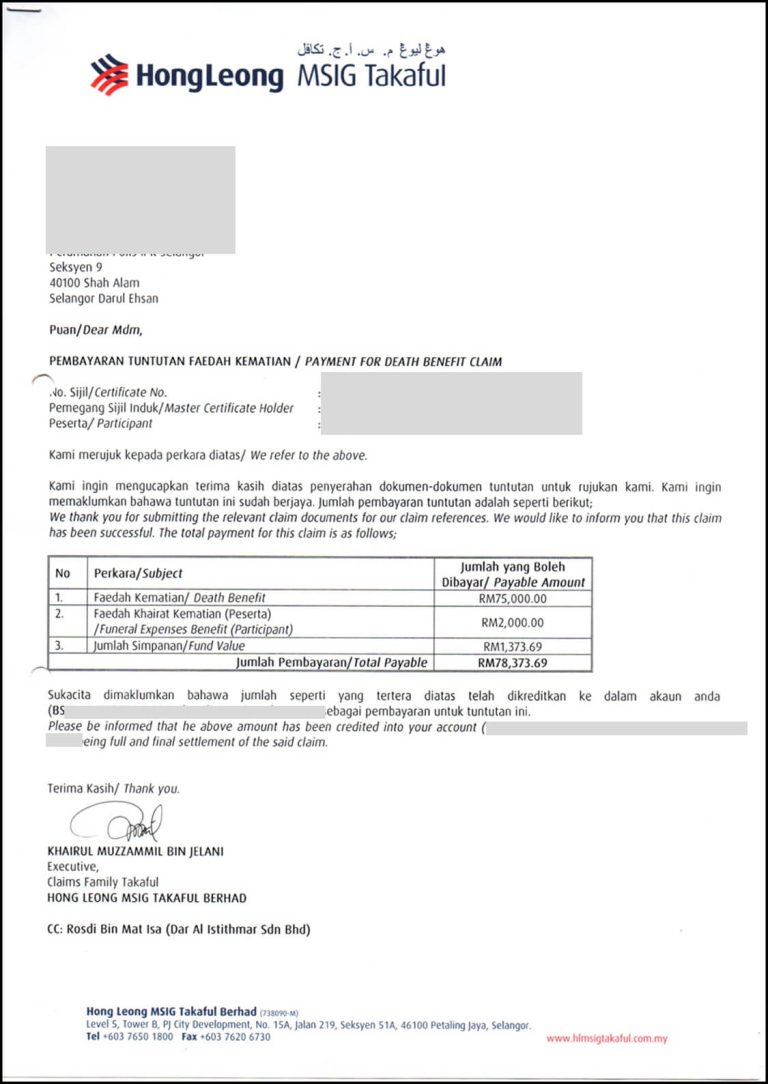 Rekod Bayaran Tuntutan Takaful